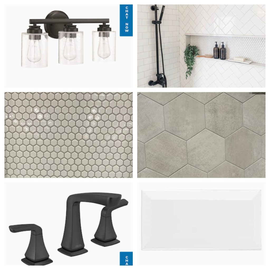 vision board for new modern farmhouse bathroom