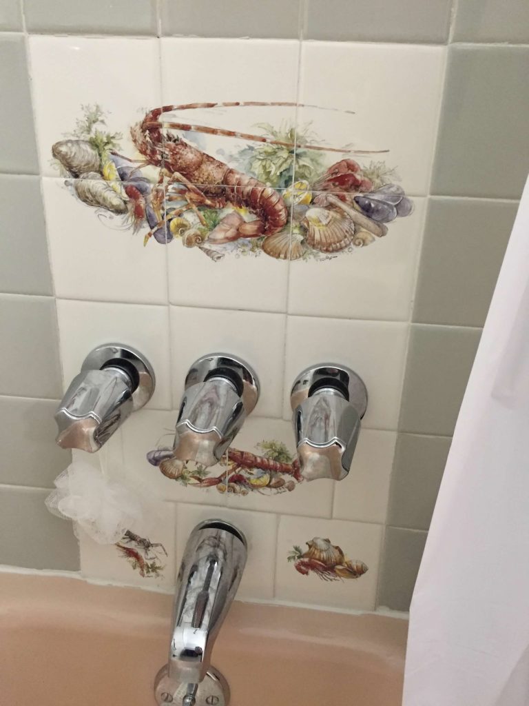 original tile inside of shower